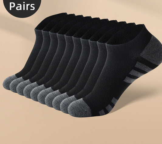 10pcs/5 Pairs Men's Low-cut Ankle Socks