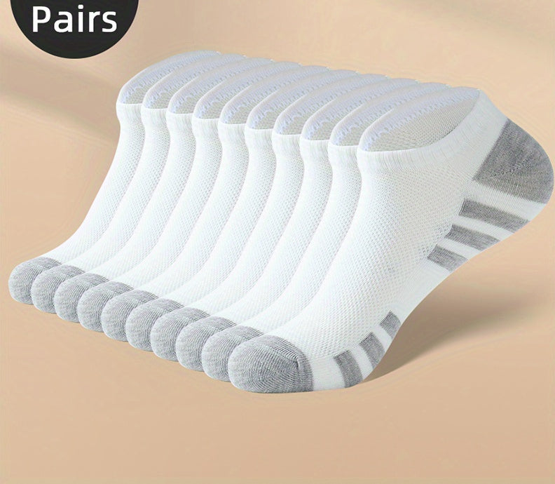 10pcs/5 Pairs Men's Low-cut Ankle Socks